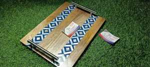 Plateau de luxe en bois incrusté de nacre naturelle Ramadan Mubarak Dessert et date plat de service Eid cadeaux - Product Image 3