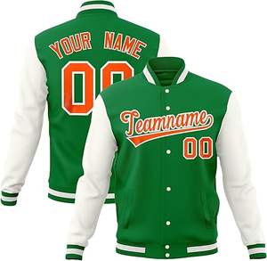 แจ็กเก็ตมีโครงยืดหยุ่นได้สำหรับทุกเพศเสื้อแจ็กเก็ตเบสบอลพิมพ์ลายตัวอักษรโพลีเอสเตอร์แบบลำลอง - Product Image 1