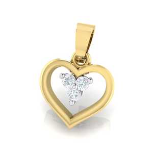 Pendentif Cœur en Or Certifié avec 3 Diamants de Qualité IJ-SI (0,07 ct) en Or 14K/18K Pur, Breloques Élégantes en Diamant Multi-Tons - Product Image 1