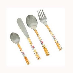 Juego de cubiertos chapados en plata a granel con esmalte amarillo, juego de cubiertos de acero inoxidable, diseño único con mango hecho a mano para el hogar - Product Image 1