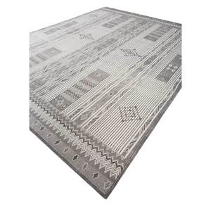 Alfombra de Poliéster Tejida a Mano con Patrón Geométrico Color Marfil, Modelo AKPL-3008, para Decoración de Sala de Estar y Pasillo, Forma Rectangular - Product Image 2