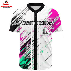 Camiseta de Béisbol Personalizada con Color a Medida, Cuello en V, Transpirable, Impresión por Transferencia de Calor, Botones, Uniforme Deportivo, Tallas Grandes - Product Image 5
