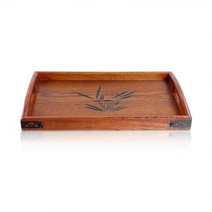 Royal Collection Bandeja redonda de madera y metal con asa Bandeja de servicio de madera más vendida Venta al por mayor Servicio de comida de madera natural - Product Image 4