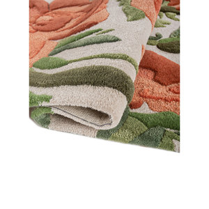 Alfombras de Lana y Viscosa Nebulora Ivory Hechas a Mano con Patrones Florales y a Rayas para Sala de Estar y Pasillo - TOD-45011 - Product Image 2