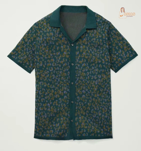 เสื้อเชิ้ตแขนสั้นพิมพ์ลายลำลอง ปกคอพับ ผ้าทอสำหรับฤดูร้อน - Product Image 1