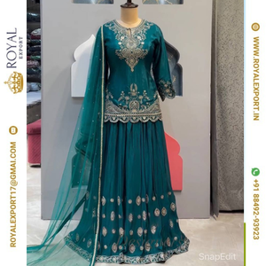 Présentation du nouveau costume long pakistanais de créateur Collection Sharara et Dupptta au tarif de gros par Royal Export Surat - Product Image 1