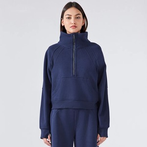 Sudadera de gran tamaño con cremallera de invierno 1/4 para mujer, sudadera pesada de lana gruesa suave con cuello de tortuga personalizable - Product Image 5