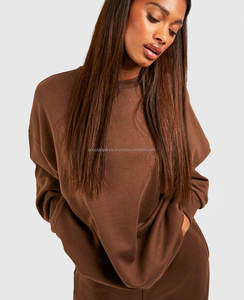 Sudaderas con estampado personalizado informal para mujer, insignia bordada, ropa de calle frontal, tela de lana, MOQ bajo superior - Product Image 1