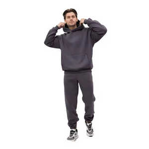 Survêtement unisexe d'hiver à capuche, style streetwear, motif uni, pour sport et entraînement, 100 % coton léger, vente en gros à prix réduit - Product Image 1
