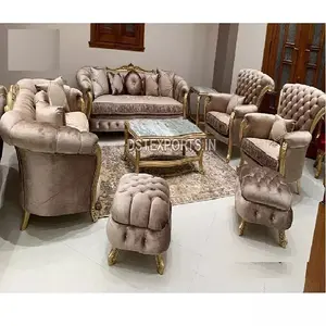 Modern Leather Tufted <b>9</b> Seater Sofa Set Classy Look Sofa Set for Living Room Furniture Designer Modern Sofa Set for Living Area - Product Image 1