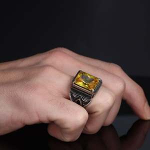 Bague pour homme Azuris de haute qualité, style ottoman, en argent sterling 925, pierre naturelle, fabrication turque, bijoux de mode - Product Image 3