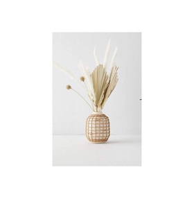 Jardinera redonda de hierro y caña para decoración de jardín y jardinera de mimbre y algas marinas de color natural - Product Image 1