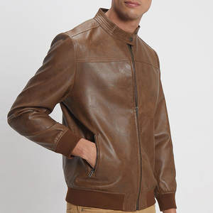 2025 Fine Quality High Street Veste en cuir de motard pour hommes Manches longues Col montant Veste en cuir zippée - Product Image 5