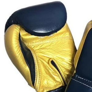 Gants de boxe professionnels en cuir doré marine avec fermeture velcro au poignet, pour l'entraînement et le sparring, pour hommes et femmes - Product Image 6