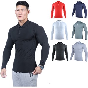 Elastic Long Sleeve Sports Gym Wear Fitness Custom Logo Quick Dry Athletic Men <b>Tight</b> Plain Compression Polo <b>T</b>-<b>shirt</b> for men - Product Image 1