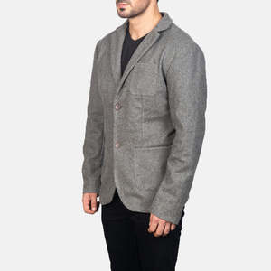Blazer Borges de Lana Gris con Tres Bolsillos Exteriores, Dos Bolsillos Interiores y Cierre de Botones - Product Image 2