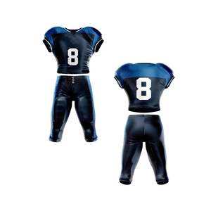 Ensemble d'uniformes de football américain bleu marine et noir personnalisé Techniques imprimées à manches courtes respirantes - Product Image 1