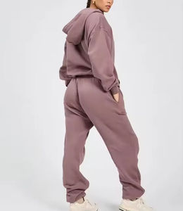 Ensemble de survêtement deux pièces en molleton personnalisé de haute qualité avec crop top zippé et pantalon de survêtement pour femme, style streetwear - Product Image 5