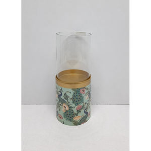 Design classique métal et verre ouragans bougeoir décalcomanie émail fini salon dessus de Table décoratif à la main personnalisé - Product Image 1