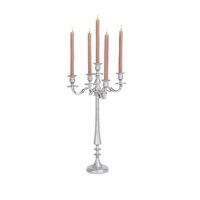 Candélabre en aluminium argenté à 5 bras au design attrayant, écologique, pour les décorations de mariage, de Noël, de Pâques et d'événements festifs