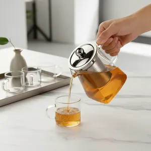 <span class=keywords><strong>Théière</strong></span> à grande capacité en verre borosilicate <span class=keywords><strong>avec</strong></span> <span class=keywords><strong>filtre</strong></span> en acier inoxydable et tasses, idéale pour les infusions de fleurs – Approvisionnement direct usine - Product Image 3