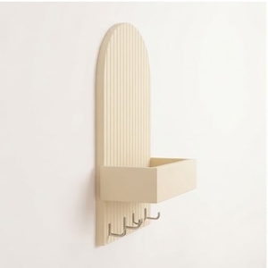 Minimalist Resin Wall <b>Shelf</b> With <b>Hooks</b> And Plant Holder Oval Shape Vertical Pattern Multi-Functional Home Decor - Product Image 5