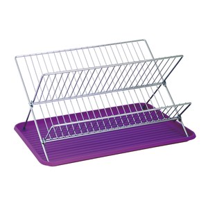 Scolapiatti pieghevole in metallo MSV con vassoio, colore viola, 40 x 34,5 x 27 cm - Product Image 1