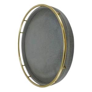 DPC Model 090 <b>MDF</b> & Faux Raffia Velvet Round Serving Trays for Tea and Foods - Product Image 2