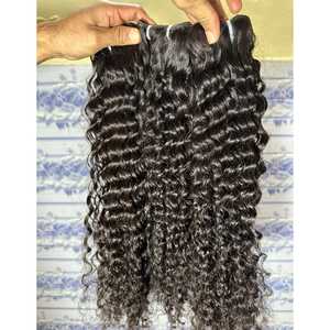 Top Grade Noir Indien Crépus Remy Extensions de Cheveux Non Transformés Deep Wave Bundle Alignement Naturel des Cuticules Vierge Couleur des Cheveux Humains - Product Image 4