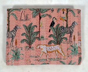 Indian Handmade Jungle Print Kantha <b>Quilt</b>-Hotel Use Organic 100% Cotton All-Season Twin/Queen/King Sizes - Product Image 3