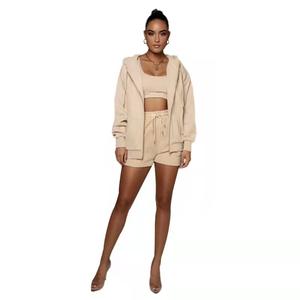 Sweat-shirts à capuche zippés pour femmes, 100% coton de haute qualité, à carreaux d'hiver, à épaules tombantes, avec logo personnalisé, style décontracté - Product Image 2