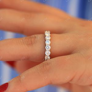 Trendy Full Eternity Moissanite Band Arrivée Shared Prong Double Basket Low-Profile Setting 2.50CTW VVS Clarity White Gold - Product Image 5