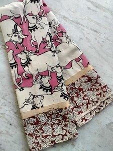 KALAMKARI NELLORE SOIE JARI BORDER SAREES AVEC BLOUSE - Product Image 6