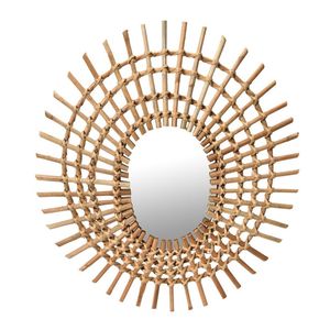 Espejo decorativo de pared de ratán inspirado en la naturaleza adecuado para cocinas de granja salas de estar de campo y espacios acogedores - Product Image 1