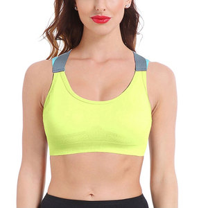Wholesale Breathable Front Logo Women Sports Bra Yoga Cross <b>Back</b> Fitness <b>Padded</b> Customized Gym Sportswear Running Bra Deep - Product Image 1