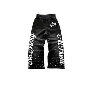 Ensemble de survêtement décontracté 2 pièces Street Wear DTF unisexe noir vintage délavé avec pantalon à taille élastique et cordon de serrage, capuche, écologique, hiver - Product Image 6