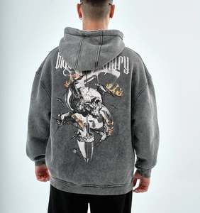 เสื้อมีฮู้ดผ้าฟลีซสำหรับผู้ชาย, 360gsm กล่องหนาผ้าฝ้าย100% ลายพิมพ์หน้าจอมีฮู้ดใส่ในฤดูหนาว - Product Image 2