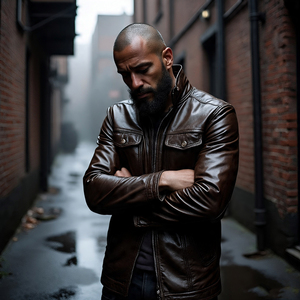 แจ็กเก็ตหนัง PU สำหรับผู้ชายเสื้อแจ็กเก็ตหนังมอเตอร์ไซค์เสื้อโค้ทหนัง PU แบบย้อนยุคมีกระเป๋าหน้าอก OEM - Product Image 2