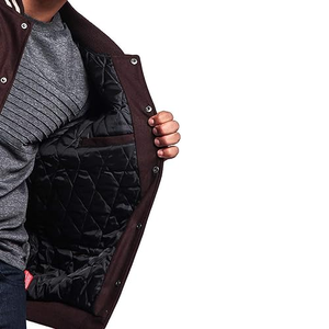 Conçu sur mesure 100% laine patchs collège hommes Baseball Varsity veste bouton col montant hiver brodé Varsity veste - Product Image 6