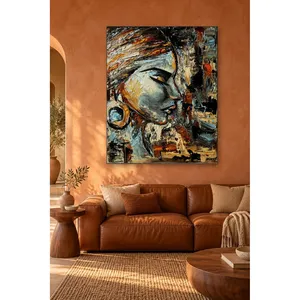 Fida, Mujer en Perfil con Pendientes de Aro, Pintura al Óleo con Espátula, Impresión en Lienzo - Product Image 2