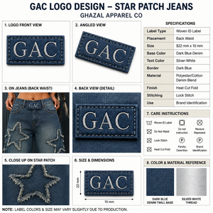 Jeans de Mujer Azul Oscuro de Cintura Media, Pierna Ancha, con Parches de Estrellas, Ajuste Holgado, Vaqueros Lavados, Pantalones de Mezclilla Casuales, Moda Urbana, Uso Diario 100% - Product Image 6