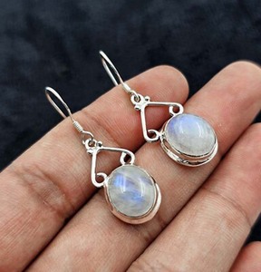 Boucles d'oreilles pendantes vintage en argent sterling et onyx noir, sertissage clos, certifiées IGI, cadeau de fête, prix de gros - Product Image 1