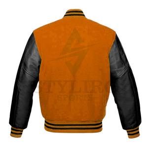 Varsity Letterman for Men <b>Baseball</b> <b>Bomber</b> <b>Jacket</b> Made up of Leather Sleeves and Wool Varsity <b>Jacket</b> - Product Image 2