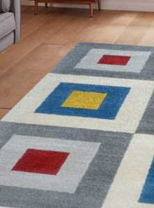 พรมปูพื้นขนสัตว์ทรงเรขาคณิตแบบตกแต่งด้วยมือปรับแต่งได้พรมขนสัตว์แฮนด์เมดสำหรับห้องนั่งเล่นมีหลายขนาดให้เลือก - Product Image 3