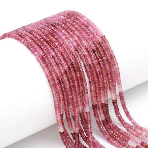 Perles de tourmaline rose naturelle facettées en forme de rondelle, 3,5-4 mm, pour la fabrication de bijoux, pierres précieuses en vrac - Product Image 4