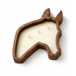 Decoración Navideña para el Hogar y Jardín, Portavelas de Madera de Mango con Forma de Cabeza de Caballo, Hecho a Mano por Artesanos Indios - Product Image 1