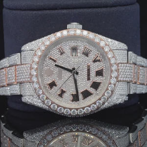 Montre Moissanite élégante de style business entièrement glacé Mouvement automatique japonais Acier inoxydable Luxe Analogique Résistant à l'eau - Product Image 4