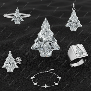 Christmas Tree Diamond Ring Wedding Engagement Jewellery 925 Silver Lab Grown gift for <b>wife</b> husband Under 500 Premium luxury - Product Image 4