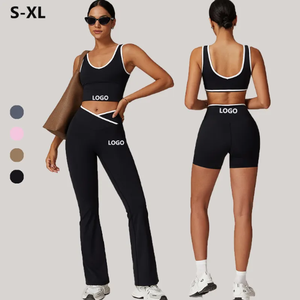 Impression de logo personnalisé solide 2 pièces réversible sans couture femmes Yoga entraînement Gym Fitness pantalon coupe ajustée - Product Image 3