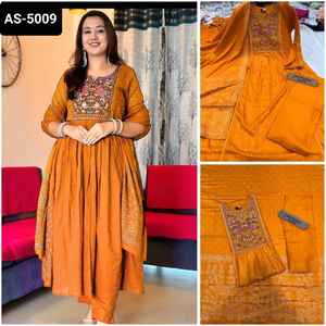 Traje étnico pesado de rayón Salwae Kameez con trabajo bordado y conjunto Nazmin Dupatta para ropa de Festival y boda - Product Image 2